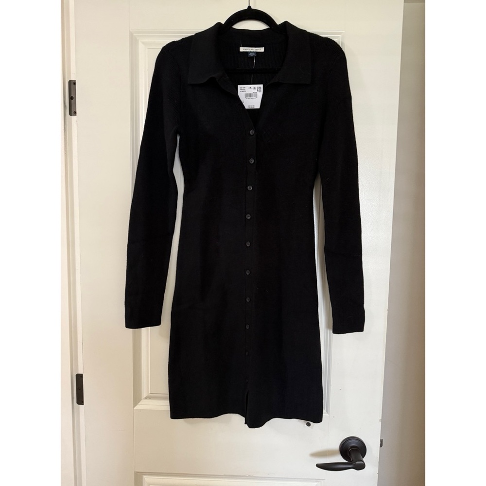 Elegant Black Button-Up Dress